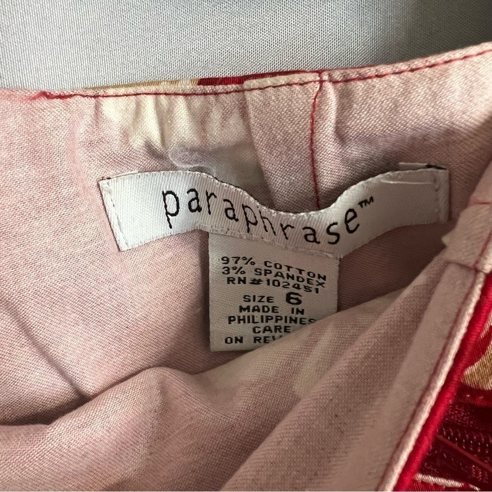 red floral skort with 2 zip front pockets by Paraphrase size 6. EUC - Picture 4 of 9